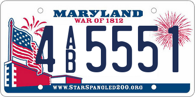 MD license plate 4AB5551
