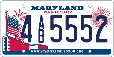 MD license plate 4AB5552