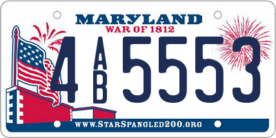 MD license plate 4AB5553