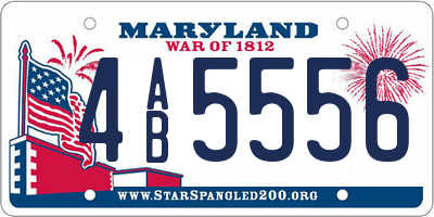 MD license plate 4AB5556