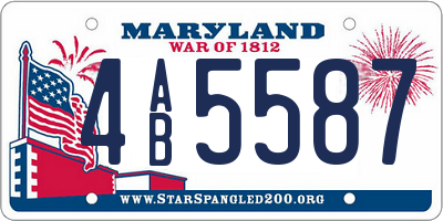 MD license plate 4AB5587