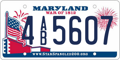 MD license plate 4AB5607