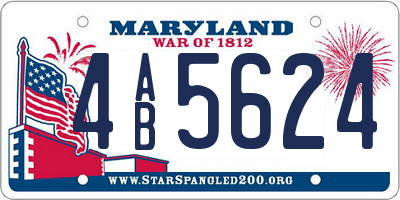 MD license plate 4AB5624