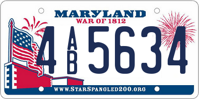 MD license plate 4AB5634
