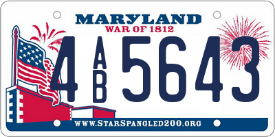 MD license plate 4AB5643