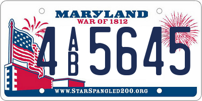 MD license plate 4AB5645