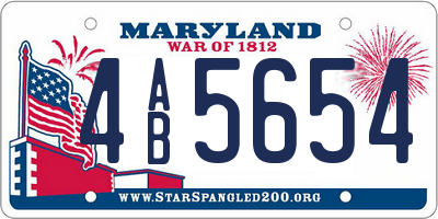MD license plate 4AB5654