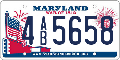 MD license plate 4AB5658