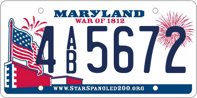 MD license plate 4AB5672