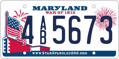 MD license plate 4AB5673