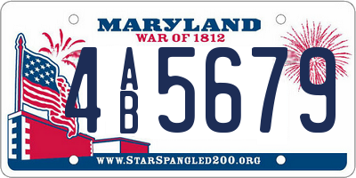 MD license plate 4AB5679