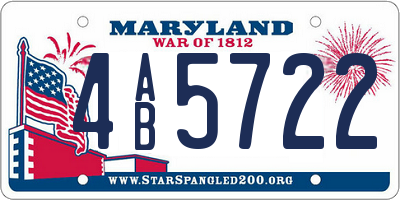 MD license plate 4AB5722