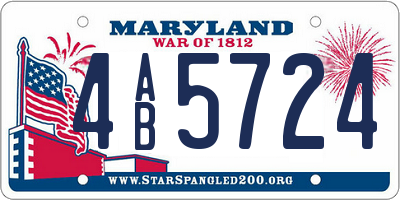MD license plate 4AB5724