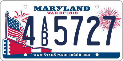 MD license plate 4AB5727