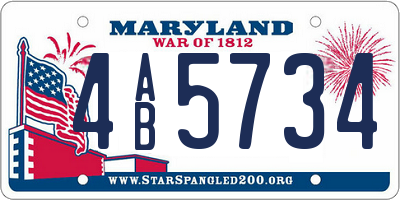 MD license plate 4AB5734