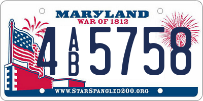 MD license plate 4AB5758