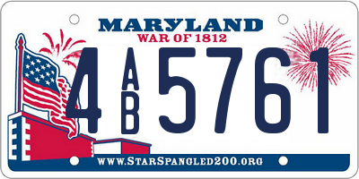 MD license plate 4AB5761