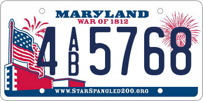 MD license plate 4AB5768