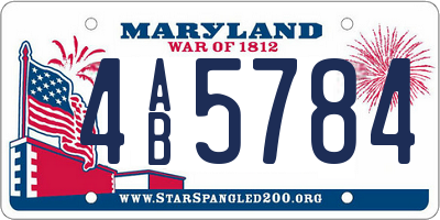 MD license plate 4AB5784