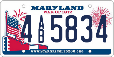 MD license plate 4AB5834