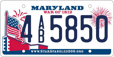MD license plate 4AB5850
