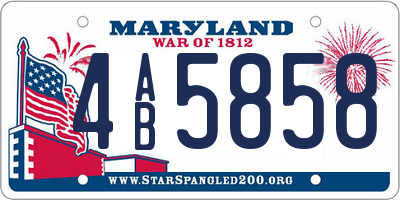 MD license plate 4AB5858