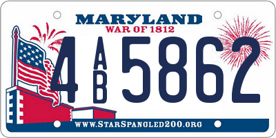MD license plate 4AB5862