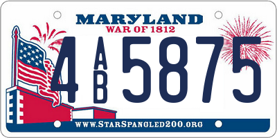 MD license plate 4AB5875