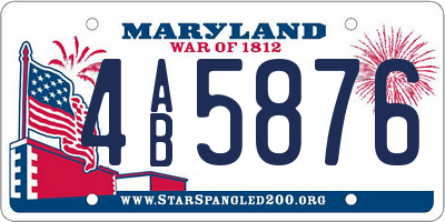 MD license plate 4AB5876