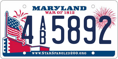 MD license plate 4AB5892