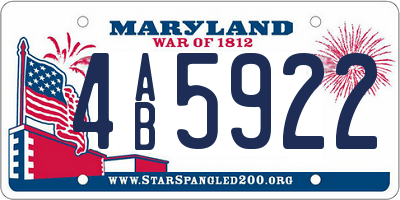 MD license plate 4AB5922
