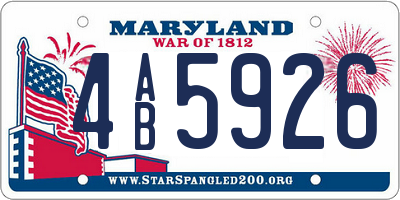 MD license plate 4AB5926