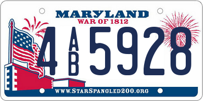 MD license plate 4AB5928