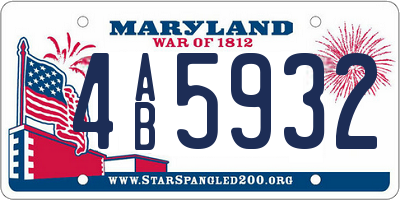 MD license plate 4AB5932