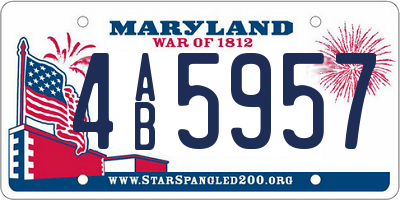 MD license plate 4AB5957