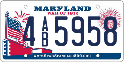 MD license plate 4AB5958