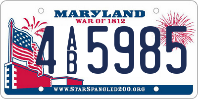 MD license plate 4AB5985