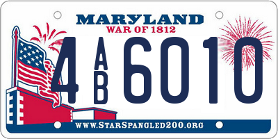 MD license plate 4AB6010