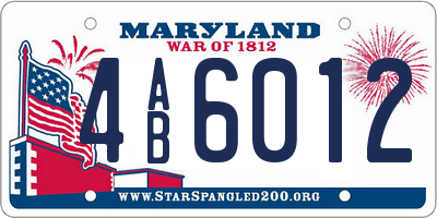 MD license plate 4AB6012