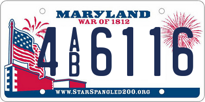 MD license plate 4AB6116