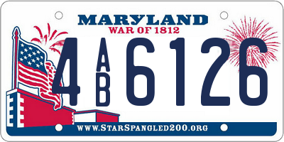 MD license plate 4AB6126
