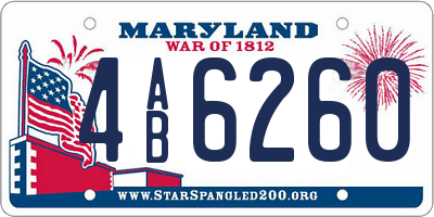 MD license plate 4AB6260