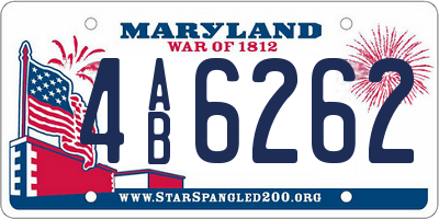 MD license plate 4AB6262