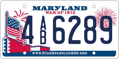 MD license plate 4AB6289