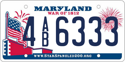 MD license plate 4AB6333