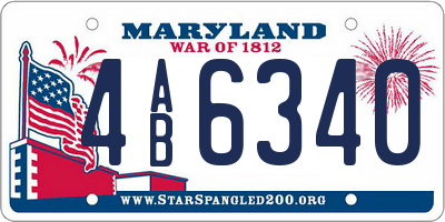 MD license plate 4AB6340