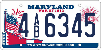 MD license plate 4AB6345
