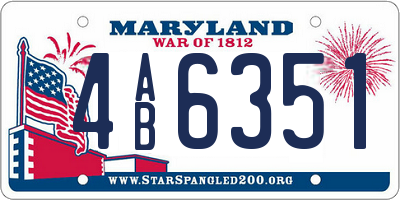 MD license plate 4AB6351
