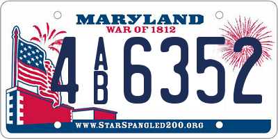 MD license plate 4AB6352