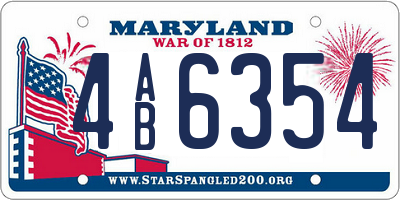 MD license plate 4AB6354